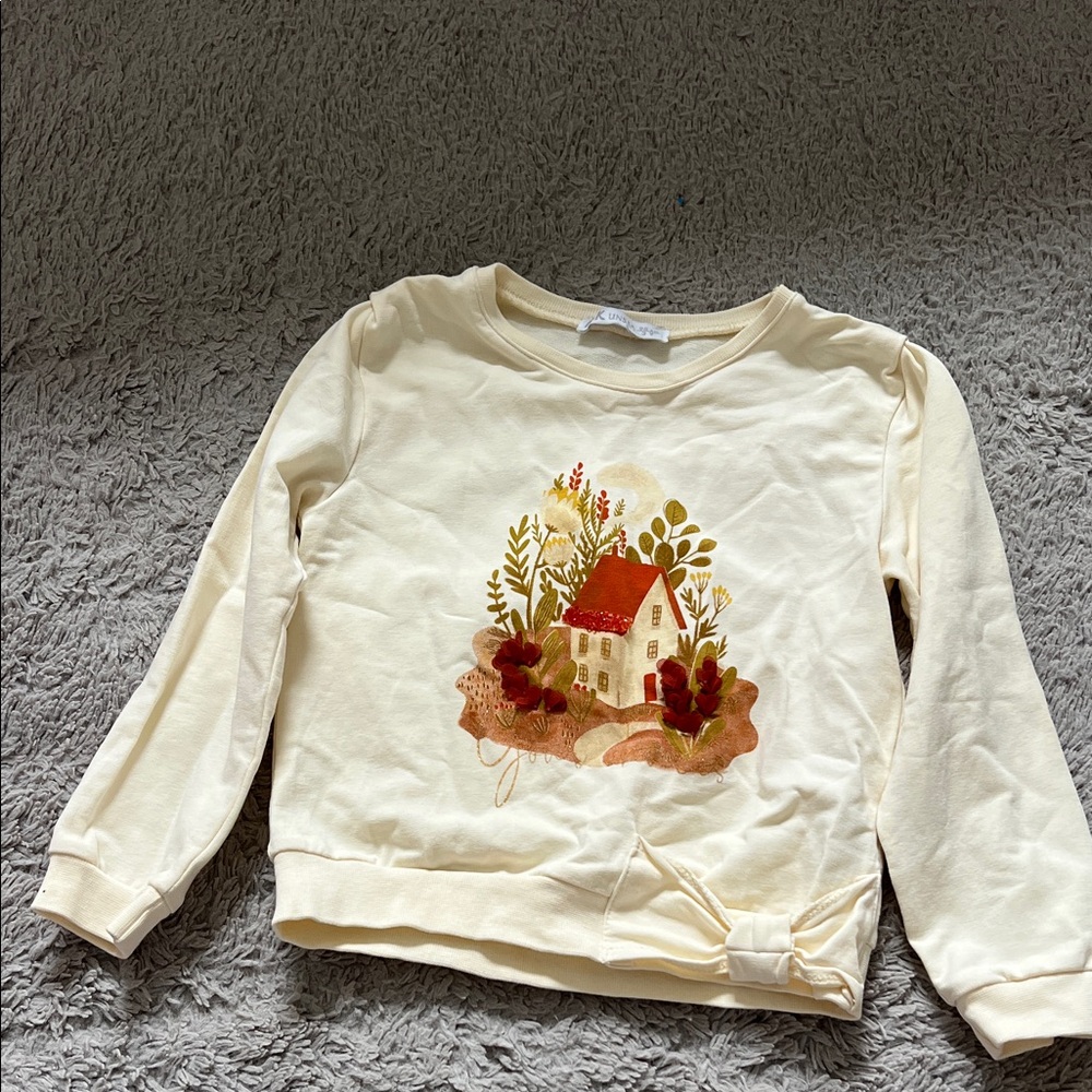 Charming Cream Kids Shirt with House Design